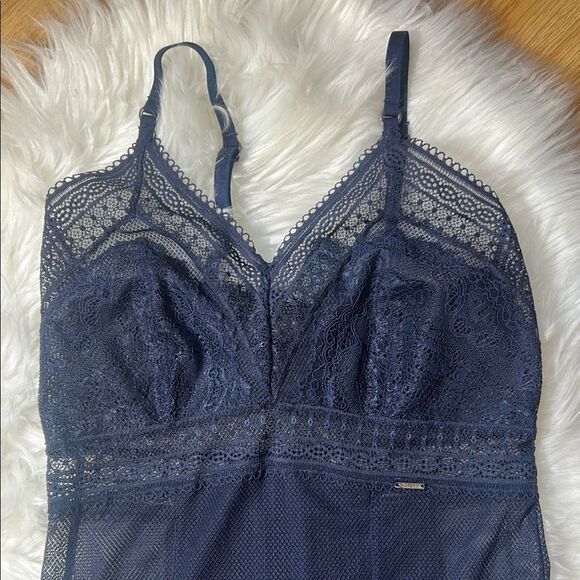 Autograph Lace Bodysuit Navy Blue Size 8 - Picture 2 of 12
